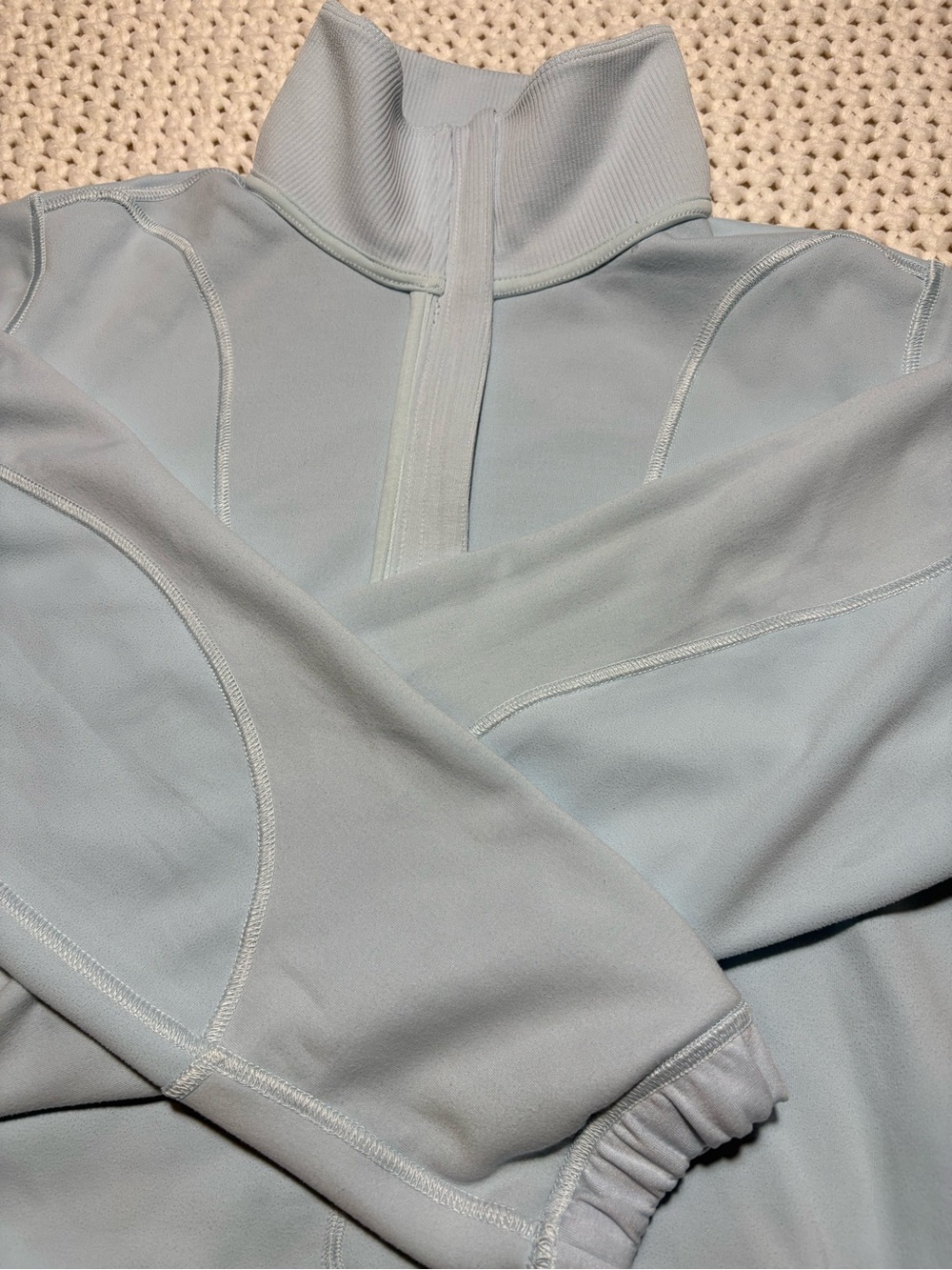 lululemon powder blue brushed Softstreme ribbed half zip size 6 - Picture 9 of 14